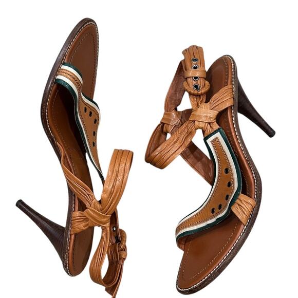 Y2k YSL Leather Open Toe Heels - Picture 10 of 13